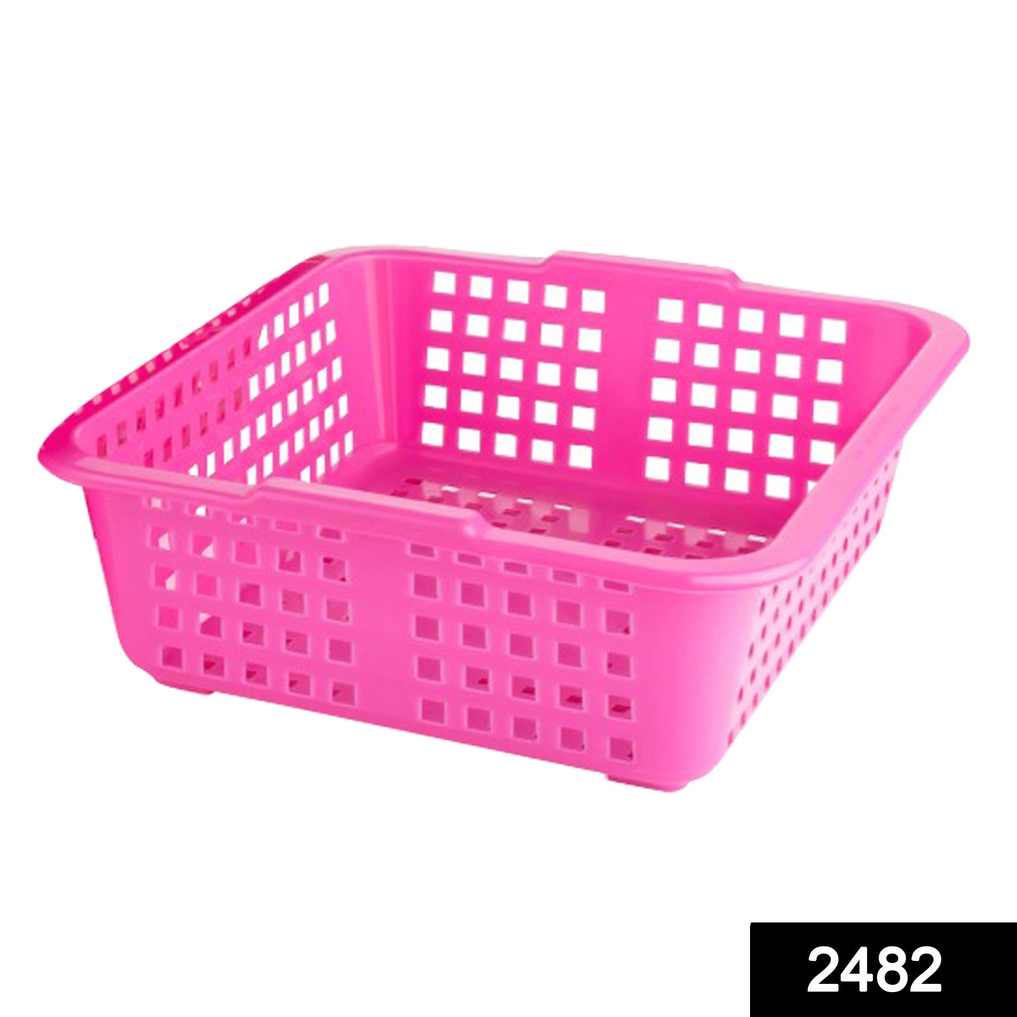 Plastic fruit basket, medium size, side view Plastic fruit basket, medium size, side view